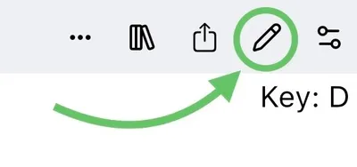 The top bar of the SongbookPro Editor, the edit button is circled.