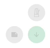 A button with a picture of a metronome, a button with a picture of a new page, and a button with a picture of a downward arrow.