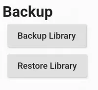 The title 'Backup' with buttons 'Backup Library' and 'Restore Library'