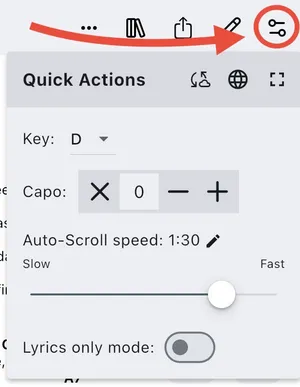 Quick actions menu